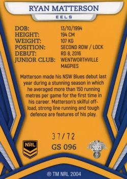 2023 NRL Traders Titanium - Gold Pearl Special #GS096 Ryan Matterson Back